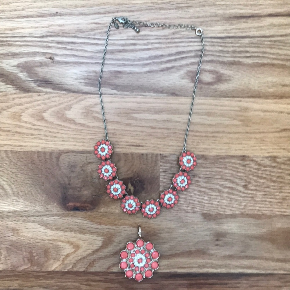 Coral and Gold Necklace/Pin set